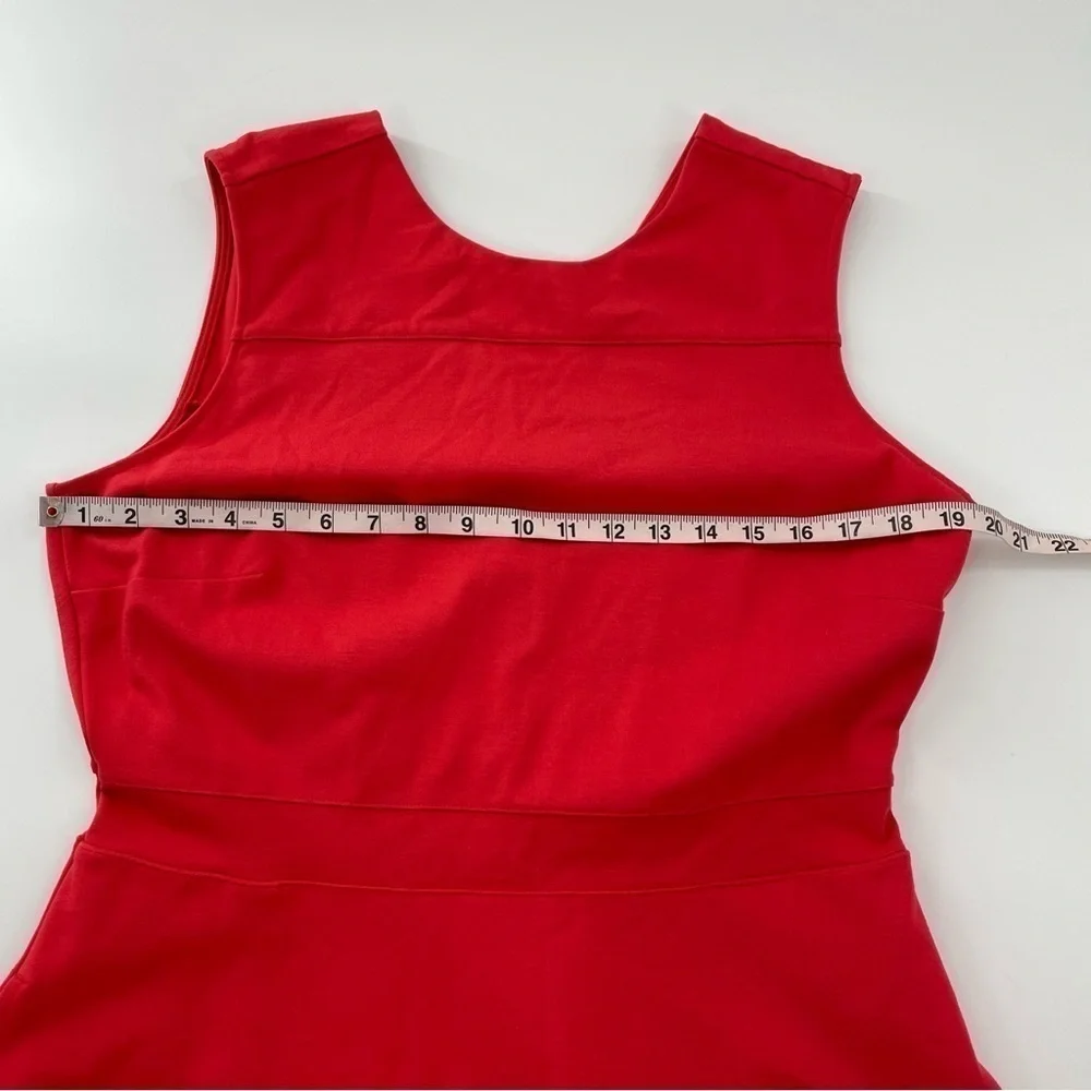 Lands‎ End Viscose Heavy Red V Back Sleeveless Skater Dress Size 14 Petite - Picture 10 of 13